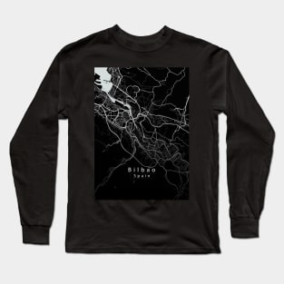 Bilbao Spain City Map dark Long Sleeve T-Shirt